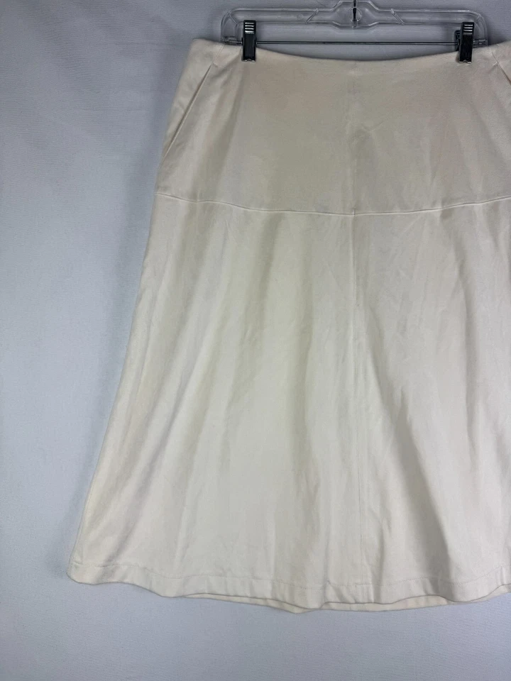 NWT $80 Alfani Skirt Womens 16 Antique White Zip Midi Skirt Flared Pockets - Image 2 of 4
