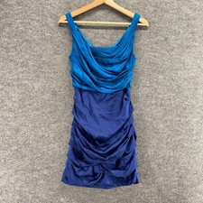 Express Dress Women 0 Blue Sheath Midi Zipper Silk Lined Sleeveless Casual