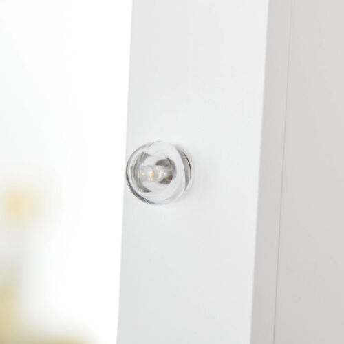 Full-Length Vanity Mirror Set LED Light Storage Cabinet Jewelry Cosmetic White - Picture 8 of 12