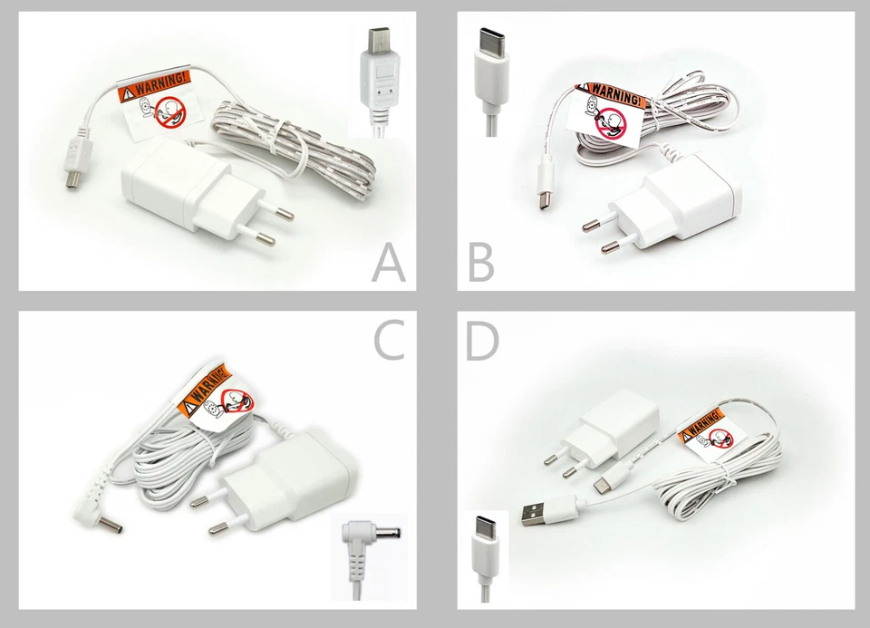 Cable de carga para vigilabebés GHB, BOIFUN, Luvion, Tenboo, Lionello, Oretti, Oleke y otros - Imagen 2 de 3