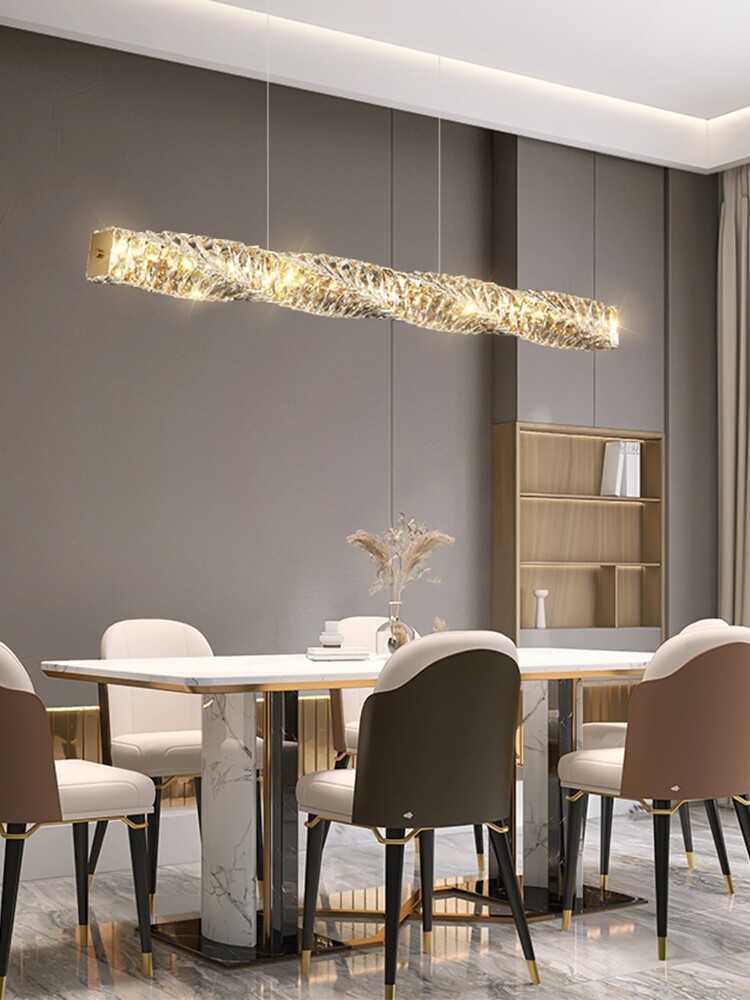 Long Bar Crystal Restaurant Chandelier Light Luxury Simple Pendant Lamp