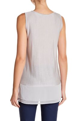 NIC+ZOE 161257 Women's Textured Chiffon Trim Silk Blend Tank