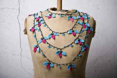 Oya Crochet Necklace Needle Lace 131.10'' BRAND NEW FAST Shipment halime-006