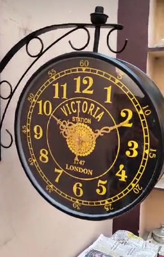 Black Victoria Station Clock Double Sided 10'' Clock Railway Station Wall Clock - Picture 4 of 4