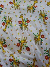 Vintage Baby Crib Giraffe Sheet Retro Fabric Yellow Red