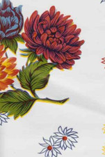 Oilcloth Fabric Classic Mums White Pattern Sold in Yard or Bolt