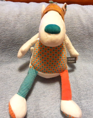 Doudou Peluche Loup Blanc Vert Orange Orchestra 38 cm exc état