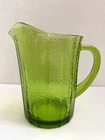 Vtg '70s Avocado Green Anchor Hocking Pebble Glass Water Tea Pitcher 48oz EXC