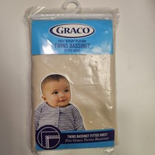 Graco Pack N Play Twins Bassinet Fitted Sheet, Cream Color, NIP, 41x28.5"