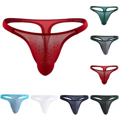 Nylon Spandex Herren Transparent Niedrig Leib Tanga Unterwäsche T-Back G String Beutel