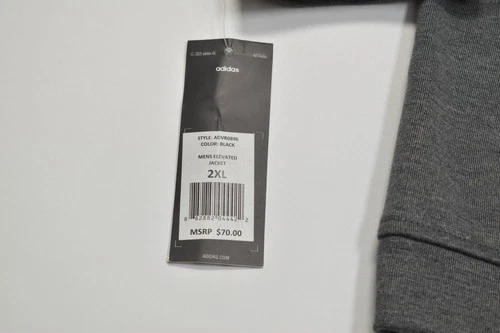 adidas Mens Elevated Full Zip Jacket Size 2XL Charcoal Heather Gray Black NWT image 7