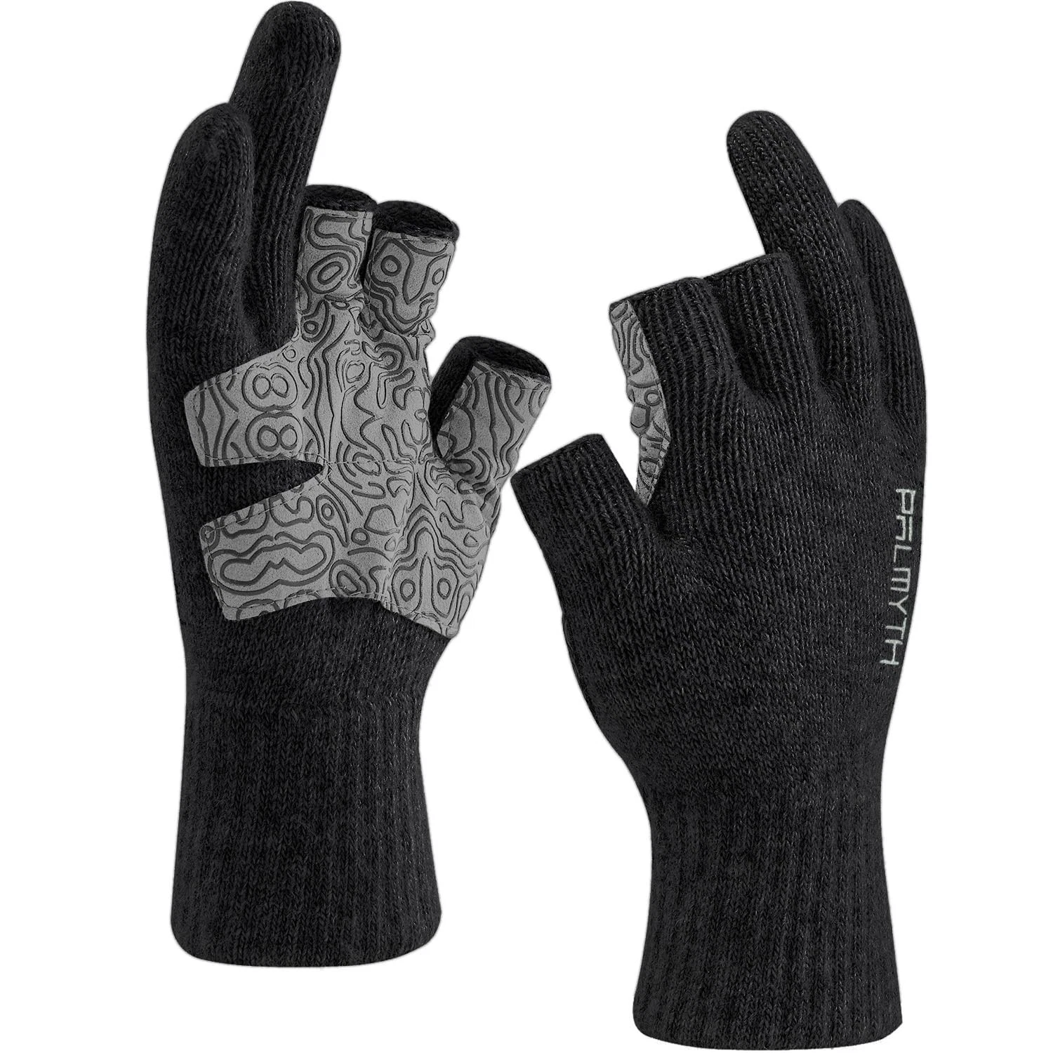 Wool Fishing Gloves 3-Cut Fingers Warm for Men and Cold Weather Fingerless Gl...
