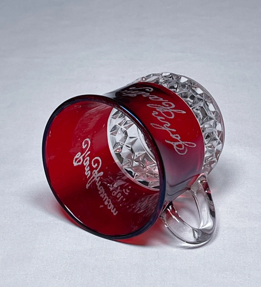 EAPG Greensburg CORONA Ruby Stained Mug - Souvenir 1901 Pan American Exposition - Image 3 of 4