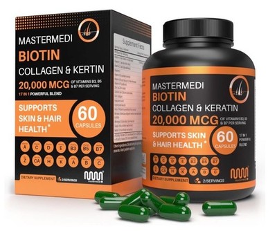Mastermedi Biotin Collagen & Keratin Capsules- 17 in 1 Blend - exp 01/2027