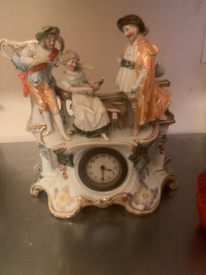 Beautiful Antique Figural Clock, ?Majolica? - EOx sp5