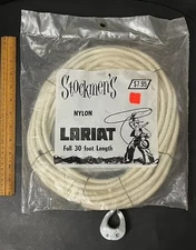 Vintage Stockmen’s Nylon Lariat 30 Ft Cowboy Roping Rope w Instructions 1956 NOS