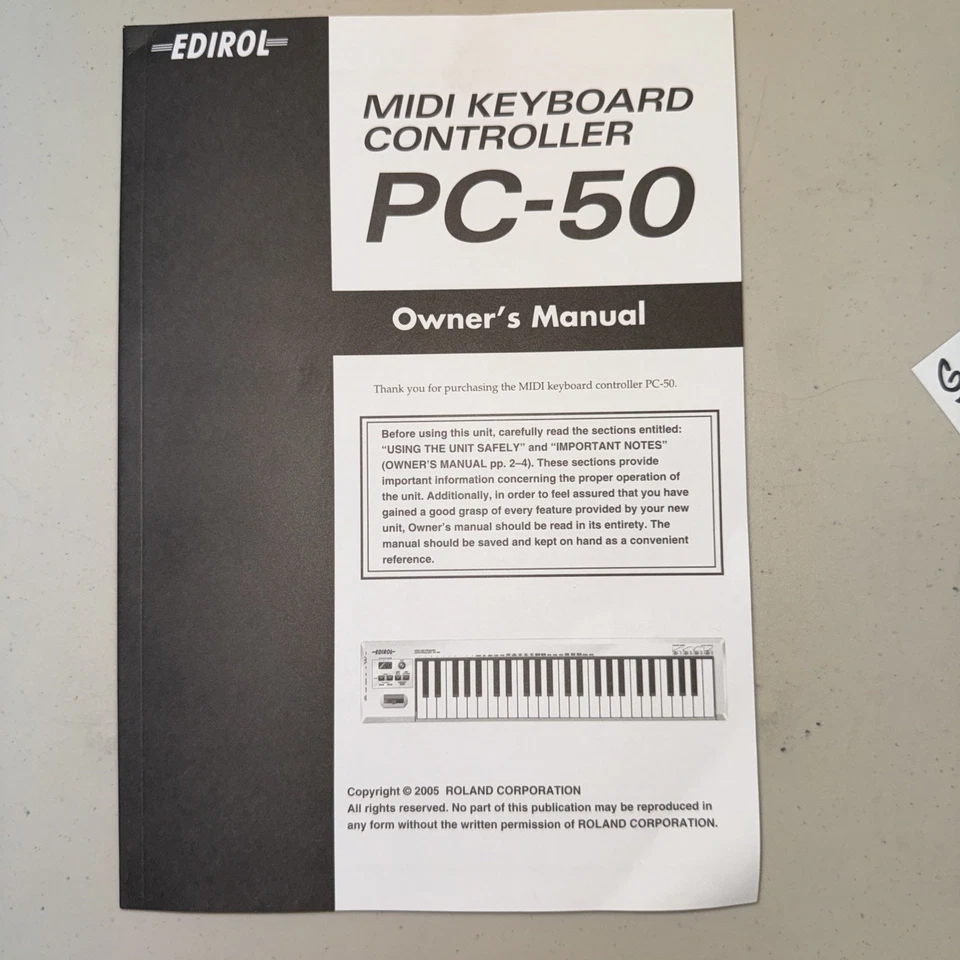 NEU Edirol Roland Midi Keyboard Controller NUR Bedienungsanleitung