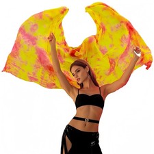 Womens Hand Made Chinese Real Silk Belly Dance Veils Gradient 250x114cm