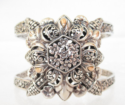 Sarda Bali Designer Armreif Sterlingsilber 18 Karat Gold