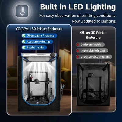  Large Resin 3D Printer Enclosure with Ventilation Kit LED Lig...