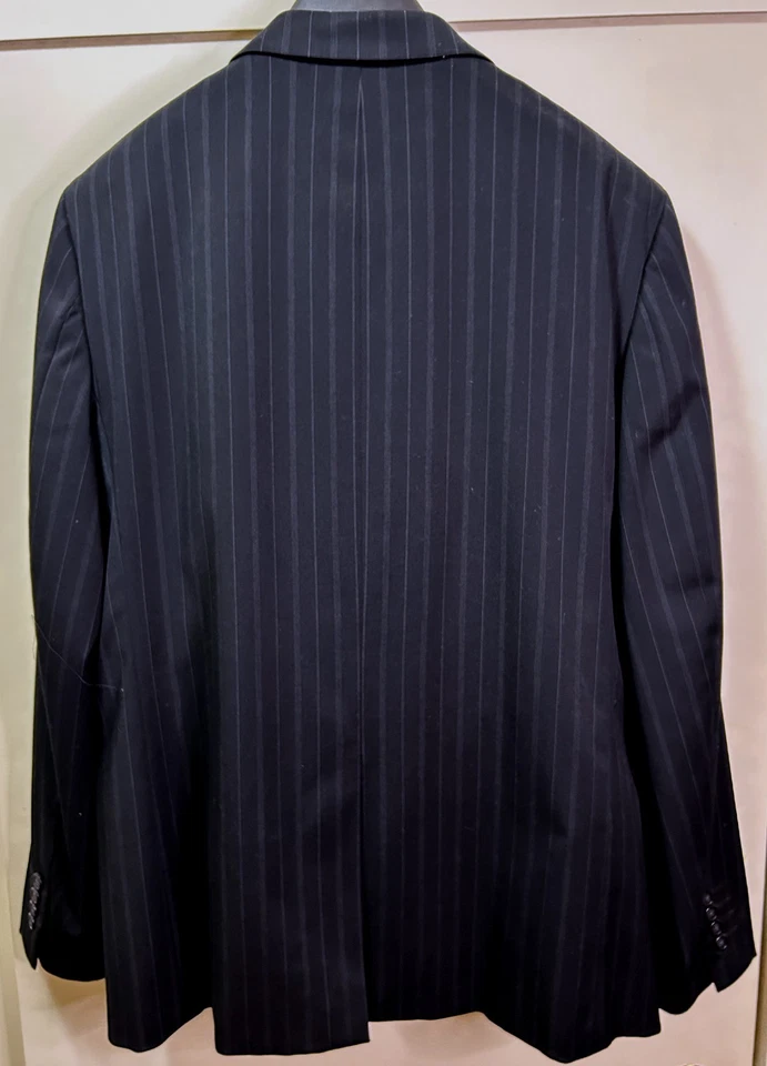 Tuck (It) Men's Suit XL Black W/ Gray Stripes Pants: 40 Waist 32 Length Xlnt - Image 2 of 4