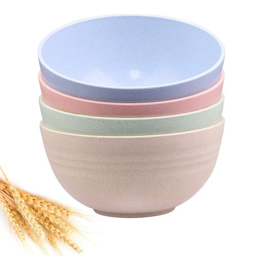 Unbreakable Cereal Bowls - Wheat Straw Fiber Lightweight Bowl Sets 4 - Dishwa...