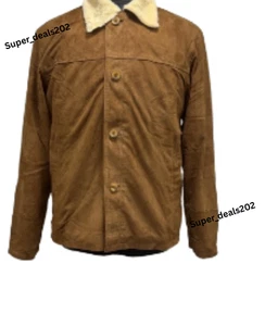 La peau d'agneau Hommes Marron Suede cuir Aviateur Pilot Faux Fur Hiver Veste d'usure