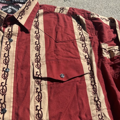 Jack Daniels Long Sleeve Snap Button Shirt Mens Large Western Rodeo Cowboy Rare - Picture 8 of 15