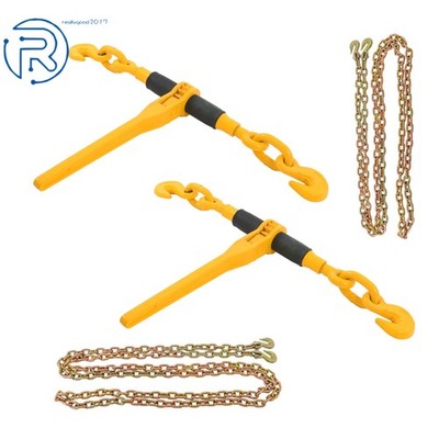 2 Set 3/8in-1/2in Ratchet Chain Binder 12000 LBS Load with 20 FT G80 Chains