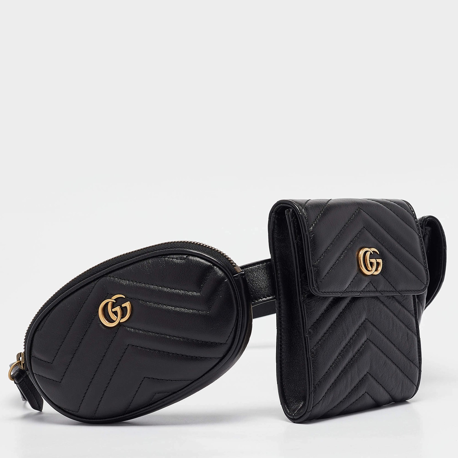 Gucci Black Matelasse Leather GG Marmont 2.0 Multi Belt Bag image 3