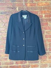 Carlisle Vintage Blazer, Black Wool Satin Collar