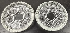 Set Of 2 Italian Glass Sawtooth Ashtray Trinket Dish Coaster Cut Crystal 4.5"