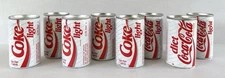 Diet Coke Coca-Cola Light Empty Cans 150 ml German Vintage 1990's Lot Of 8