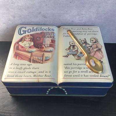 Werbung Goldlöckchen und die drei Bären Buchdose Silberkranich Firma 1995