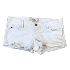 Hollister Y2K Low Rise Denim Micro Mini Shorts White Size 5 Waist 27 