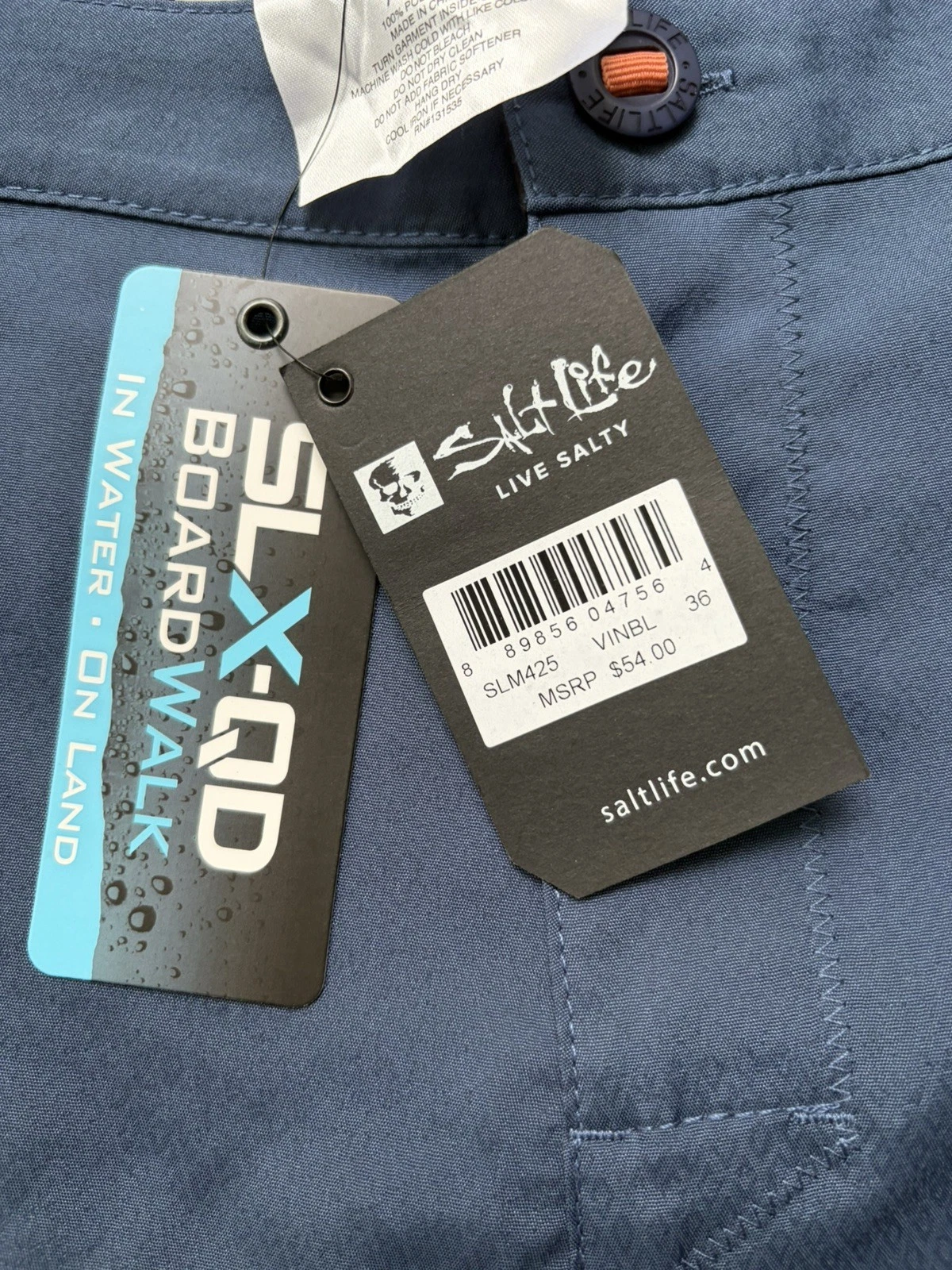 NWT Salt Life SLX-QD Boardwalk Hybrid Shorts Men 36 Navy Fishing Plier Pocket