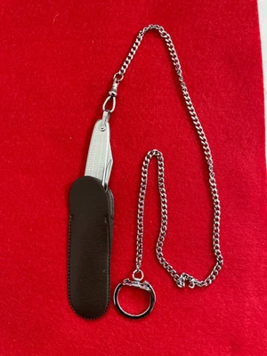Vintage Taschenmesser Edelstahl mini / Schlüsselanhänger-Etui + Hosenkette 40 cm - Bild 1 von 4