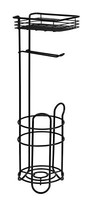 Wenko 3In1 Stand Toilettenpapierhalter Schwarz Stahl Ablage Ersatzrollenhalter