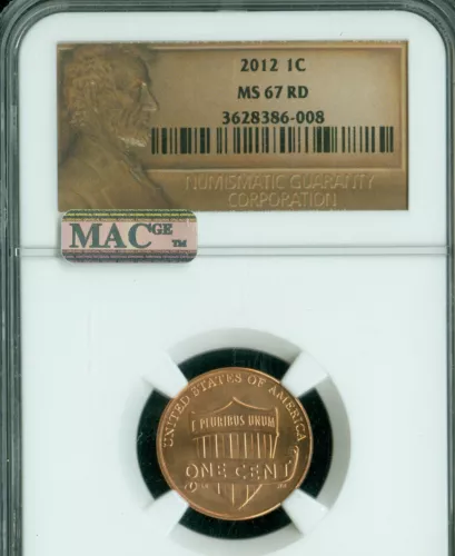 2012 LINCOLN CENT SHIELD NGC MS67 RED PQ 2ND FINEST REGISTRY MAC SPOTLESS .