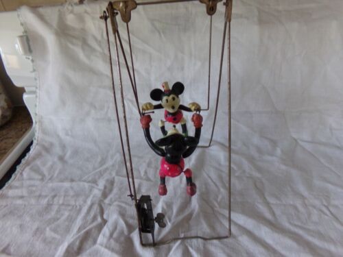 1934 Borgfeldt Celluloid Mickey& Minnie Mouse Acrobats Wind-up - Bild 1 von 9