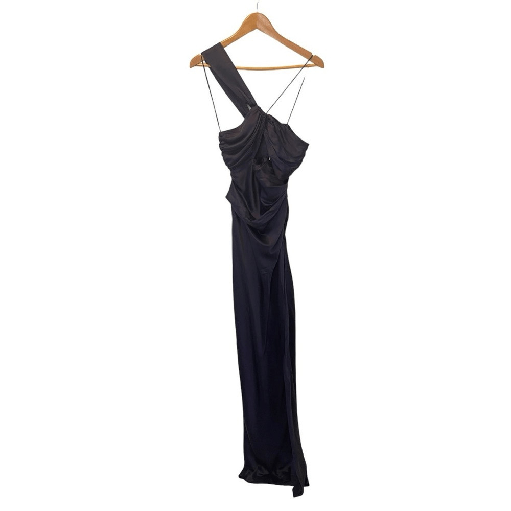THE SEI Silk One-Shoulder Cut-Out Gown in Fig Color image 6