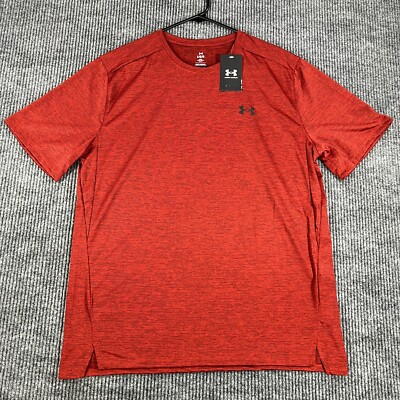 Under Armour Tech Vent Shirt Mens Large Red Short Sleeve Loose Fit Active New