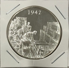 1.2 OZ. STERLING SILVER ROUND FRANKLIN MINT "Sustained Nuclear Chain Reaction" 108.33 per troy oz