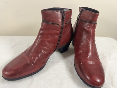 U28620 Gabor Boots Womens US 65 Ankle Booties Red Leather Casual Side Zi G2U