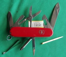 Red Victorinox Officer Suisse Pocket Knife (#1166)