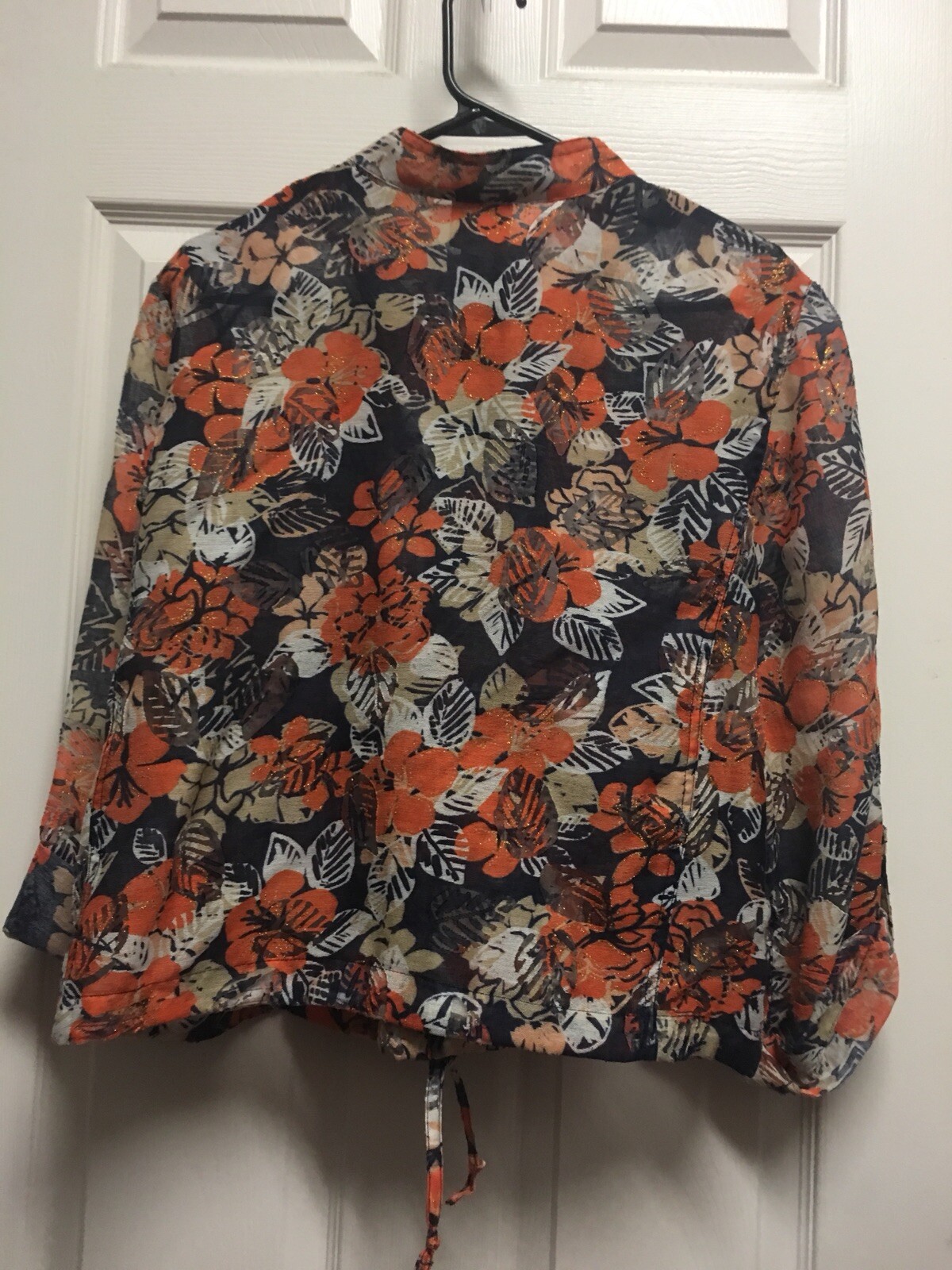 Ruby Rd Jacket Floral Orange Blue Button Front Wo… - image 2