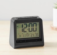 Amazon Basics Tabletop Digital Alarm Clock With Light Temp & Date Display Black