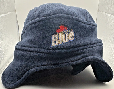 LABATT BLUE FLEECE TRAPER BEANIE - NHL Hockey Promo Canada Beer Ear Flaps Hat