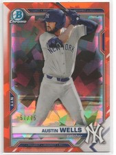 2021 Bowman Sapphire Edition Baseball Austin Wells Chrome #BCP-47 Orange 57/75