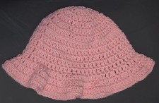 Handmade Pink Crochet Bucket Hat With Slightly Ruffled Brim 8in Opening